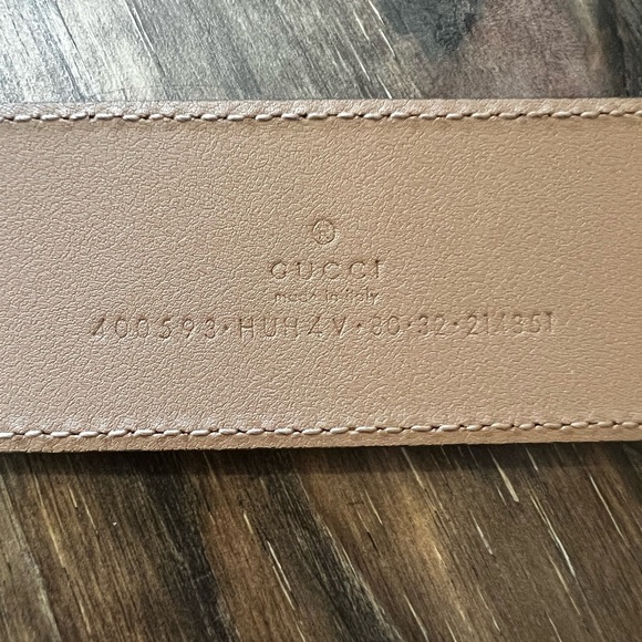 Gucci Monochrome GG Logo Wide Marmont Tan Enamel Canvas Belt 100/39.